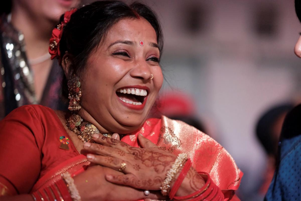 Suvarna Raj reacts to receiving a UN award