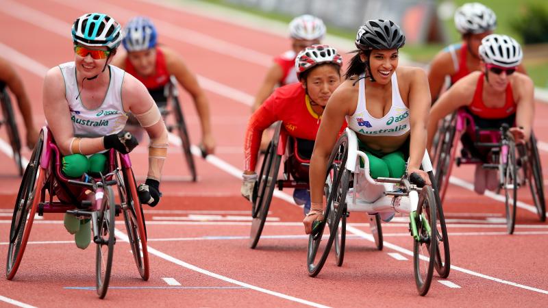 Angela Ballard and Madison de Rozario Australia's Angela Ballard and Madison de Rozario after taking second and third in the women's 800m T53 final at the 2013 IPC Athletics World Championships