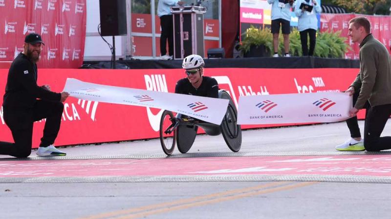 An athlete at the finish line