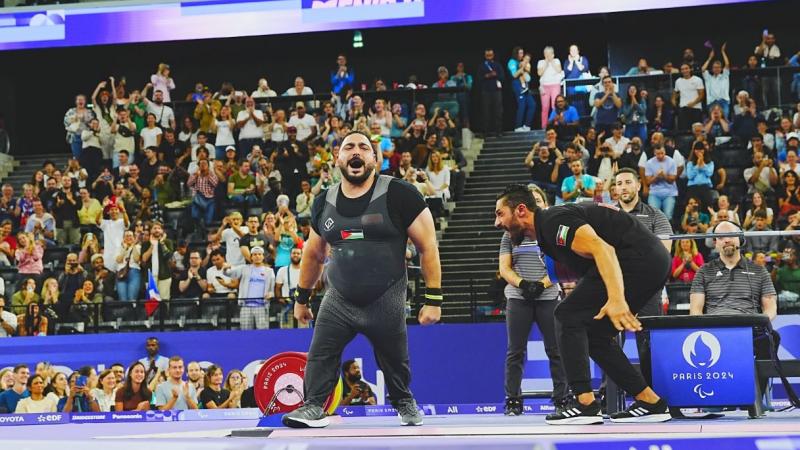 An athlete celebrate his win