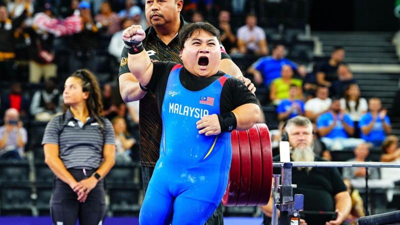 An athlete celebrate his win