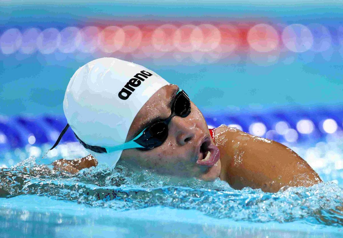 A swimmer in action 