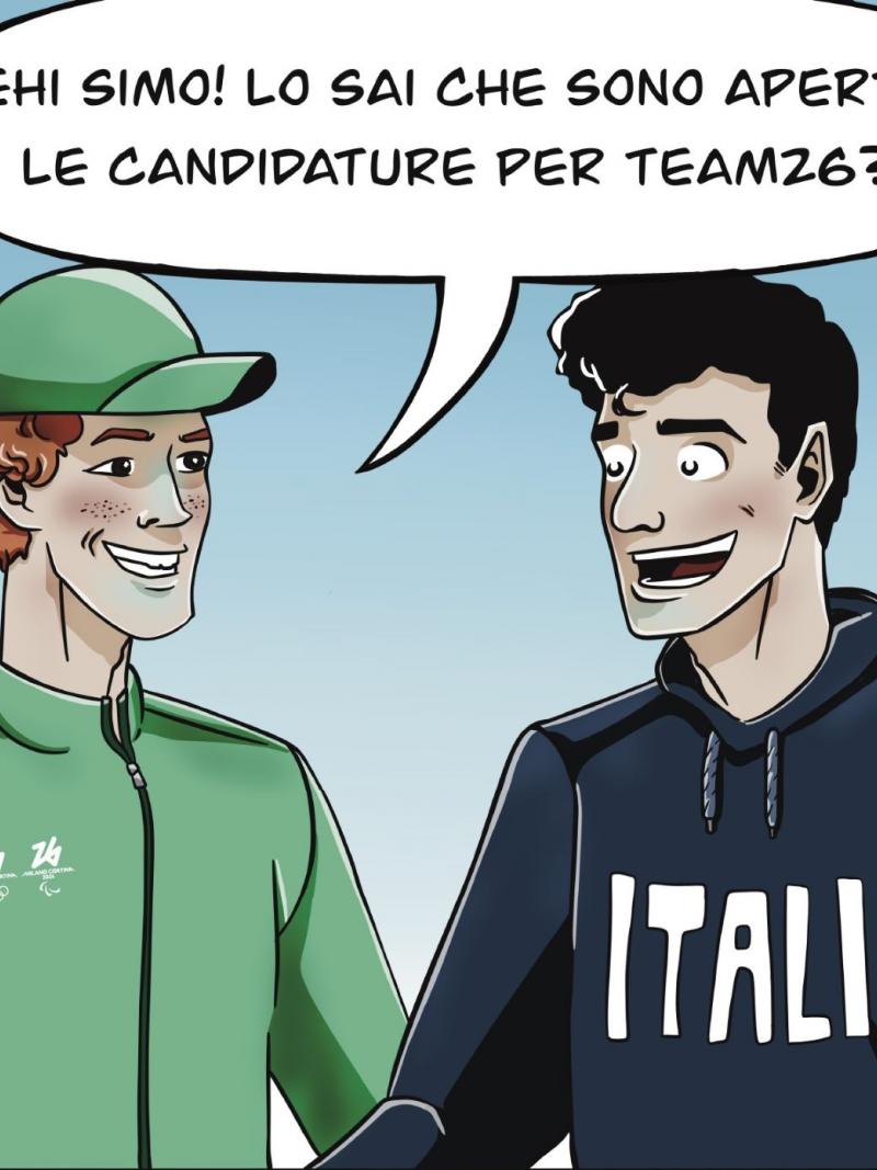 A comic illustration showing Jannike Sinner and Simone Barlaam