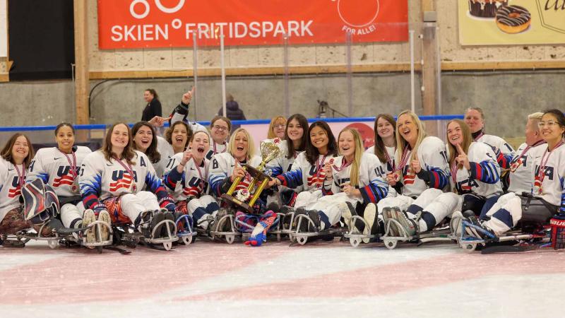 Players celebrate the title 